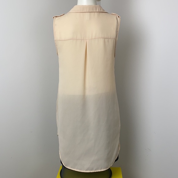 Vero Moda Light Peach Sleeveless Button Tunic Blouse Si-Sheer Size M - Picture 6 of 9